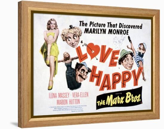 Love Happy, Marilyn Monroe, Marion Hutton, Harpo Marx, Groucho Marx, Chico Marx, 1949-null-Framed Stretched Canvas