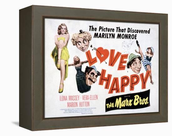 Love Happy, Marilyn Monroe, Marion Hutton, Harpo Marx, Groucho Marx, Chico Marx, 1949-null-Framed Stretched Canvas