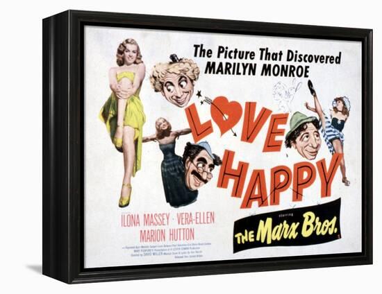 Love Happy, Marilyn Monroe, Marion Hutton, Harpo Marx, Groucho Marx, Chico Marx, 1949-null-Framed Stretched Canvas