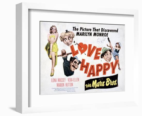 Love Happy, Marilyn Monroe, Marion Hutton, Harpo Marx, Groucho Marx, Chico Marx, 1949-null-Framed Art Print
