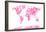 Love Hearts Map of the World Map-Michael Tompsett-Framed Stretched Canvas