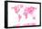 Love Hearts Map of the World Map-Michael Tompsett-Framed Stretched Canvas