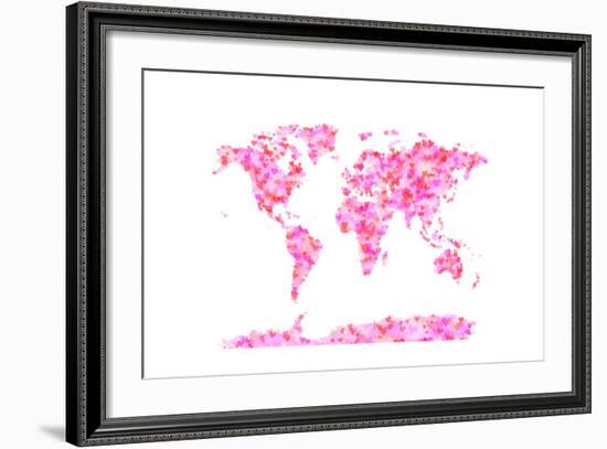 Love Hearts Map of the World Map-Michael Tompsett-Framed Art Print