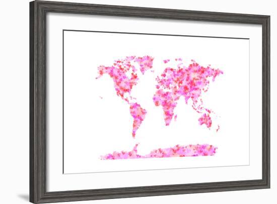 Love Hearts Map of the World Map-Michael Tompsett-Framed Art Print