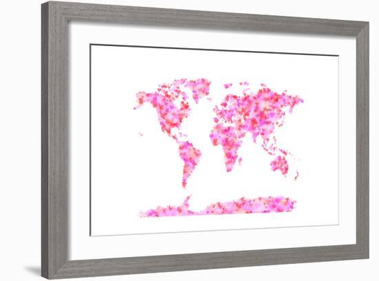 Love Hearts Map of the World Map-Michael Tompsett-Framed Art Print