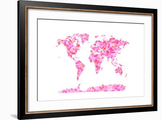 Love Hearts Map of the World Map-Michael Tompsett-Framed Art Print