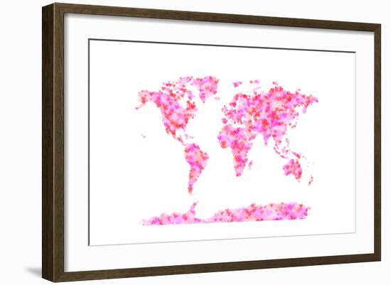 Love Hearts Map of the World Map-Michael Tompsett-Framed Art Print