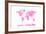 Love Hearts Map of the World Map-Michael Tompsett-Framed Art Print