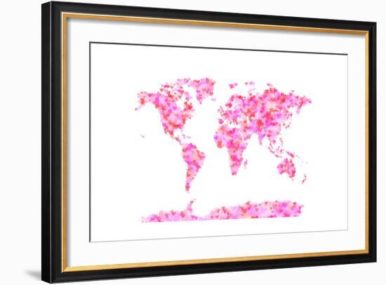 Love Hearts Map of the World Map-Michael Tompsett-Framed Art Print