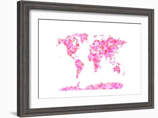 Love Hearts Map of the World Map-Michael Tompsett-Framed Art Print