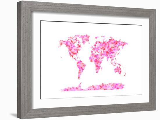 Love Hearts Map of the World Map-Michael Tompsett-Framed Art Print