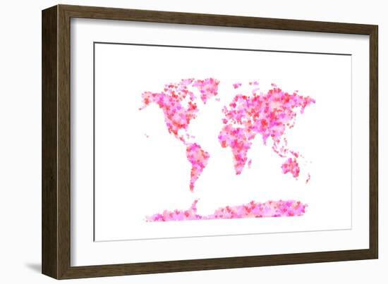 Love Hearts Map of the World Map-Michael Tompsett-Framed Art Print