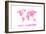 Love Hearts Map of the World Map-Michael Tompsett-Framed Art Print