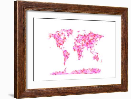 Love Hearts Map of the World Map-Michael Tompsett-Framed Art Print