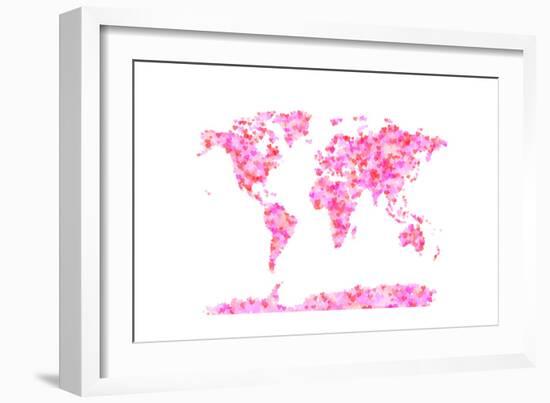 Love Hearts Map of the World Map-Michael Tompsett-Framed Art Print