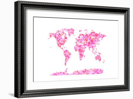 Love Hearts Map of the World Map-Michael Tompsett-Framed Art Print