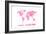 Love Hearts Map of the World Map-Michael Tompsett-Framed Art Print