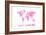 Love Hearts Map of the World Map-Michael Tompsett-Framed Art Print