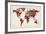 Love Hearts Map of the World Map-Michael Tompsett-Framed Art Print