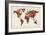 Love Hearts Map of the World Map-Michael Tompsett-Framed Premium Giclee Print