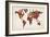 Love Hearts Map of the World Map-Michael Tompsett-Framed Premium Giclee Print