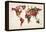 Love Hearts Map of the World Map-Michael Tompsett-Framed Stretched Canvas