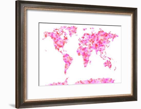 Love Hearts Map of the World Map-Michael Tompsett-Framed Art Print