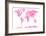 Love Hearts Map of the World Map-Michael Tompsett-Framed Art Print