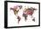 Love Hearts Map of the World-Michael Tompsett-Framed Stretched Canvas