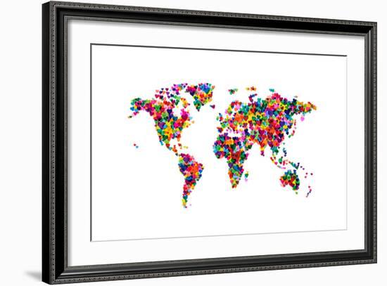 Love Hearts Map of the World-Michael Tompsett-Framed Art Print