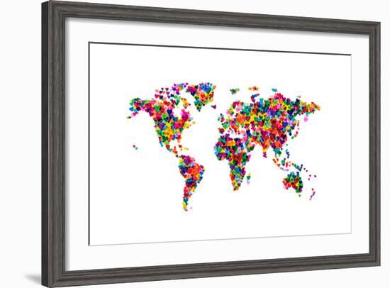 Love Hearts Map of the World-Michael Tompsett-Framed Art Print