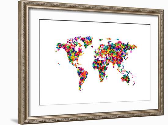 Love Hearts Map of the World-Michael Tompsett-Framed Art Print