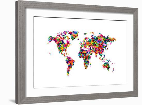 Love Hearts Map of the World-Michael Tompsett-Framed Art Print