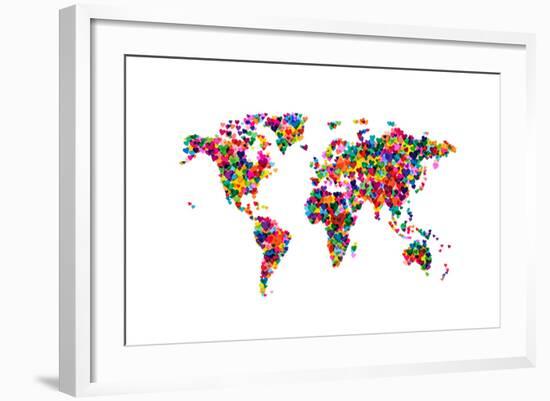 Love Hearts Map of the World-Michael Tompsett-Framed Art Print