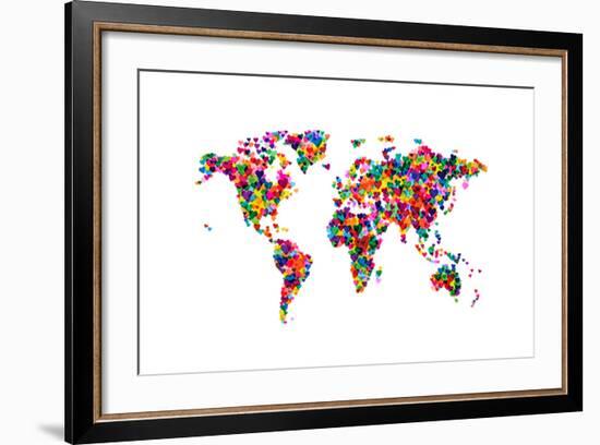 Love Hearts Map of the World-Michael Tompsett-Framed Art Print