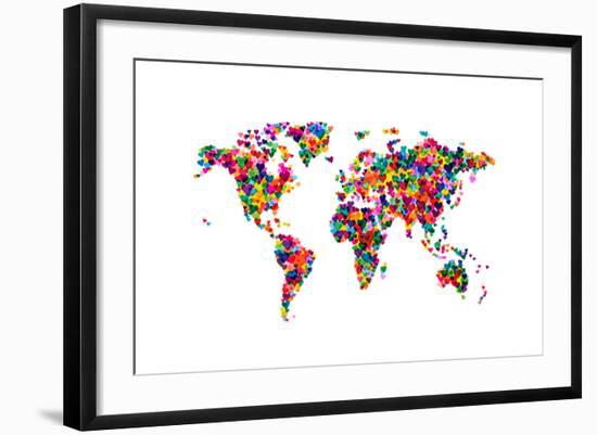 Love Hearts Map of the World-Michael Tompsett-Framed Art Print