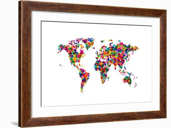 Love Hearts Map of the World-Michael Tompsett-Framed Art Print