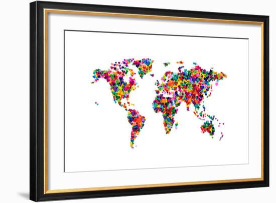 Love Hearts Map of the World-Michael Tompsett-Framed Art Print