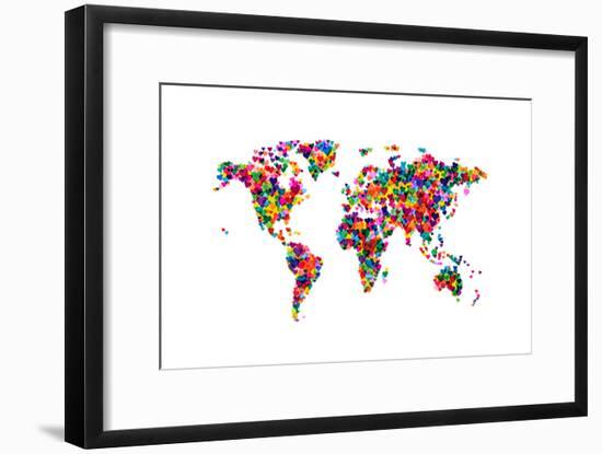 Love Hearts Map of the World-Michael Tompsett-Framed Art Print