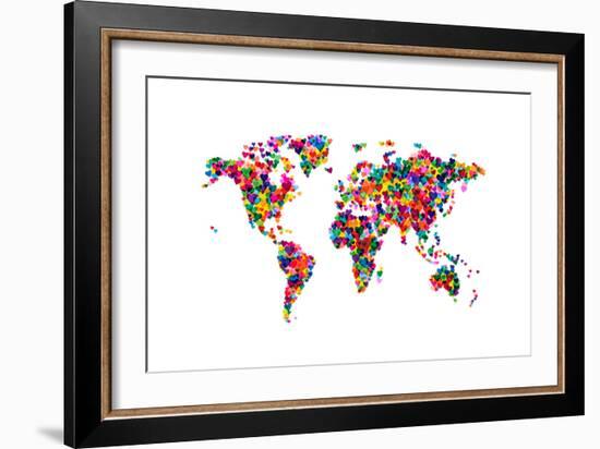 Love Hearts Map of the World-Michael Tompsett-Framed Art Print