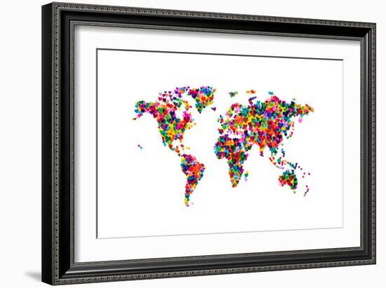 Love Hearts Map of the World-Michael Tompsett-Framed Art Print