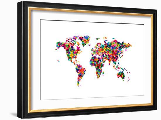 Love Hearts Map of the World-Michael Tompsett-Framed Art Print