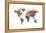 Love Hearts Map of the World-Michael Tompsett-Framed Stretched Canvas