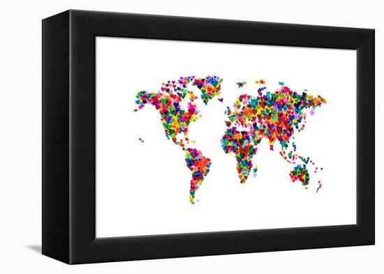 Love Hearts Map of the World-Michael Tompsett-Framed Stretched Canvas