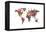 Love Hearts Map of the World-Michael Tompsett-Framed Stretched Canvas