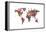 Love Hearts Map of the World-Michael Tompsett-Framed Stretched Canvas