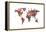 Love Hearts Map of the World-Michael Tompsett-Framed Stretched Canvas