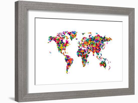 Love Hearts Map of the World-Michael Tompsett-Framed Premium Giclee Print