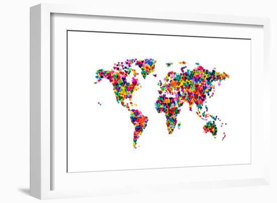 Love Hearts Map of the World-Michael Tompsett-Framed Premium Giclee Print