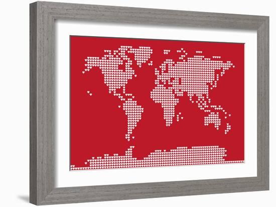 Love Hearts Map of the World-Michael Tompsett-Framed Art Print